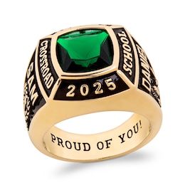 10.0mm Cushion-Cut Simulated Gemstone Divided Frame Class Ring (1 Stone and 7 Lines)