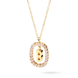 PDPaola™ at Zales 1/4 CT. T.W. Lab-Created Diamond Open Frame &quot;B&quot; Initial Pendant in 14K Gold - 19.5&quot;