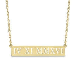 Cutout Roman Numeral Date Bar Necklace (1 Line)