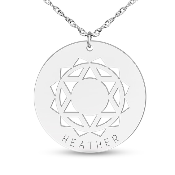 Cut-Out Chakra Engravable Disc Necklace (1 Symbol and Line)