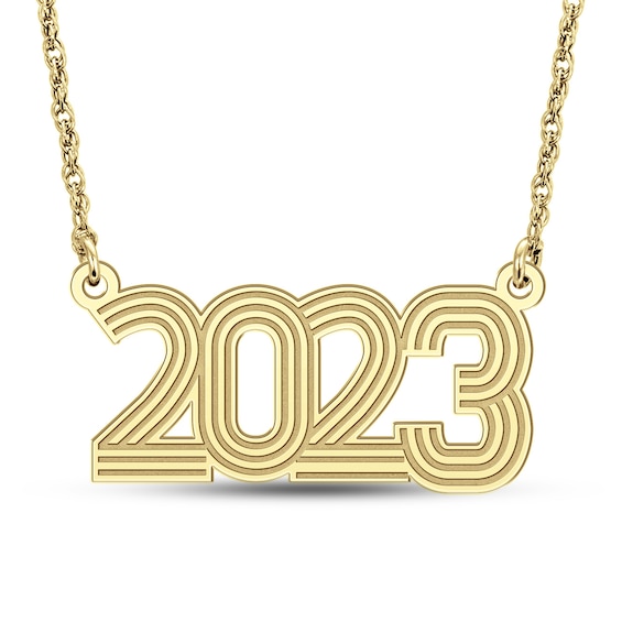 Striped Pattern Block Year Necklace (1 Line)