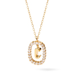 PDPaola™ at Zales 1/4 CT. T.W. Lab-Created Diamond Open Frame &quot;C&quot; Initial Pendant in 14K Gold - 19.5&quot;
