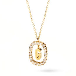 PDPaola™ at Zales 1/4 CT. T.W. Lab-Created Diamond Open Frame &quot;G&quot; Initial Pendant in 14K Gold - 19.5&quot;