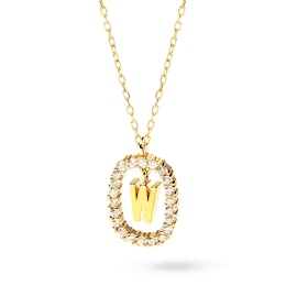 PDPaola™ at Zales 1/4 CT. T.W. Lab-Created Diamond Open Frame &quot;W&quot; Initial Pendant in 14K Gold - 19.5&quot;
