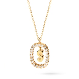 PDPaola™ at Zales 1/4 CT. T.W. Lab-Created Diamond Open Frame &quot;S&quot; Initial Pendant in 14K Gold - 19.5&quot;