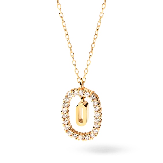 1/4 CT. T.W. Lab-Grown Diamond Open Frame "O" Initial Pendant in 14K Gold - 19.5"