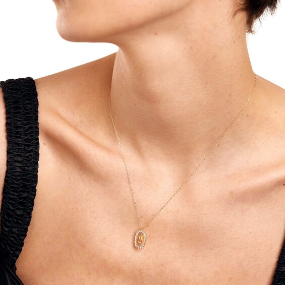 1/4 CT. T.W. Lab-Grown Diamond Open Frame "O" Initial Pendant in 14K Gold - 19.5"