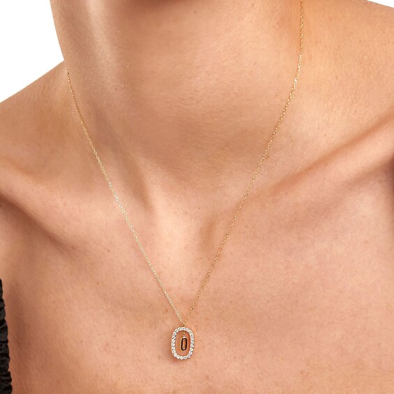 1/4 CT. T.W. Lab-Grown Diamond Open Frame "O" Initial Pendant in 14K Gold - 19.5"