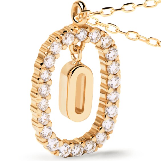 1/4 CT. T.W. Lab-Grown Diamond Open Frame "O" Initial Pendant in 14K Gold - 19.5"