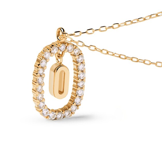 1/4 CT. T.W. Lab-Grown Diamond Open Frame "O" Initial Pendant in 14K Gold - 19.5"