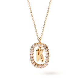 PDPaola™ at Zales 1/4 CT. T.W. Lab-Created Diamond Open Frame &quot;K&quot; Initial Pendant in 14K Gold - 19.5&quot;