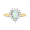Thumbnail Image 3 of Pear-Shaped Opal and 1/4 CT. T.W. Diamond Shadow Frame Ring in 10K Gold