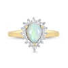 Thumbnail Image 2 of Pear-Shaped Opal and 1/4 CT. T.W. Diamond Shadow Frame Ring in 10K Gold