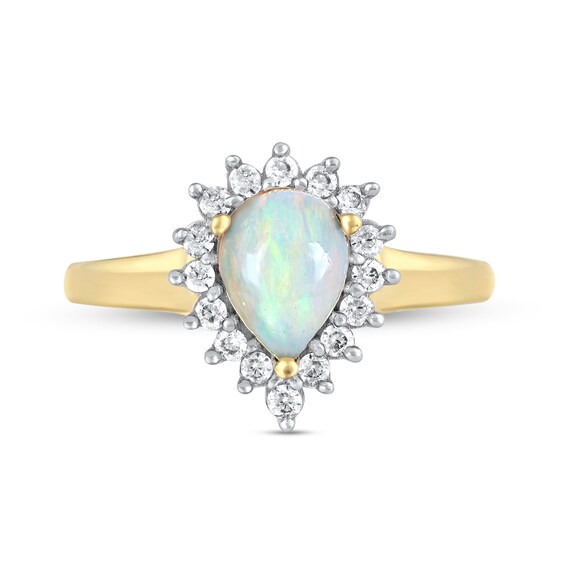 Pear-Shaped Opal and 1/4 CT. T.w. Diamond Shadow Frame Ring in 10K Gold