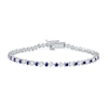 Thumbnail Image 1 of Blue and White Lab-Created Sapphire Alternating Line Bracelet in Sterling Silver - 7.25"