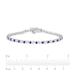 Thumbnail Image 4 of Blue and White Lab-Created Sapphire Alternating Line Bracelet in Sterling Silver - 7.25"
