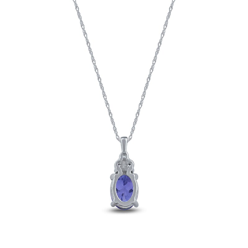 Main Image 3 of Oval Tanzanite and Diamond Accent Tri-Top Pendant in 10K White Gold