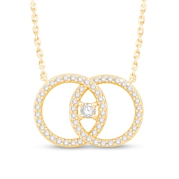You Me Us 1/3 CT. T.W. Diamond Intertwined Double Circle Necklace in 10K Gold - 19&quot;