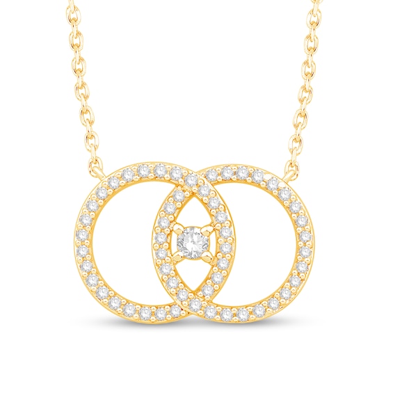 You Me Us 1/3 CT. T.w. Diamond Intertwined Double Circle Necklace in 10K Gold - 19"