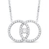 Thumbnail Image 0 of You Me Us 5/8 CT. T.W. Diamond Intertwined Double Circle Necklace in 10K White Gold