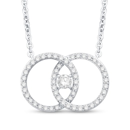You Me Us 5/8 CT. T.W. Diamond Intertwined Double Circle Necklace in 10K White Gold