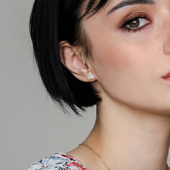 4.5mm White Lab-Created Sapphire Tri-Cluster Pendant in Sterling Silver