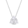 Thumbnail Image 1 of 4.5mm White Lab-Created Sapphire Tri-Cluster Pendant in Sterling Silver