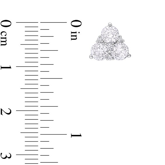 4.0mm White Lab-Created Sapphire Tri-Cluster Stud Earrings in Sterling Silver