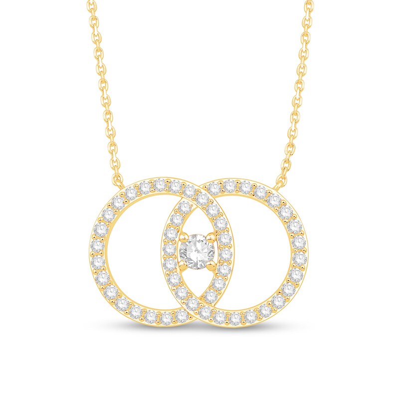 Main Image 1 of You Me Us 1 CT. T.W. Diamond Intertwined Double Circle Necklace in 10K Gold