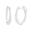 Thumbnail Image 1 of Marilyn Monroe™ Collection 3/8 CT. T.W. Journey Diamond Oval Hoop Earrings in 10K White Gold