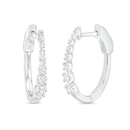 Marilyn Monroe™ Collection 3/8 CT. T.W. Journey Diamond Oval Hoop Earrings in 10K White Gold