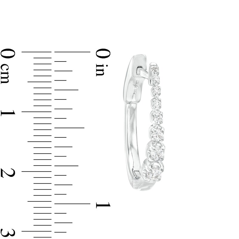 Main Image 3 of Marilyn Monroe™ Collection 3/8 CT. T.W. Journey Diamond Oval Hoop Earrings in 10K White Gold