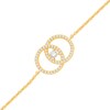 Thumbnail Image 1 of You Me Us 1/3 CT. T.W. Diamond Intertwined Double Circle Bolo Bracelet in 10K Gold - 9"