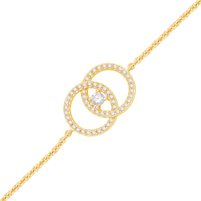 Main Image 1 of You Me Us 1/3 CT. T.W. Diamond Intertwined Double Circle Bolo Bracelet in 10K Gold - 9"