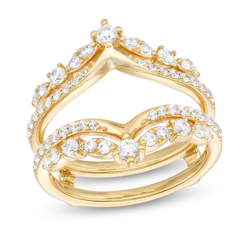 Main Image 1 of 3/4 CT. T.W. Diamond Double Row Chevron Solitaire Enhancer in 14K Gold