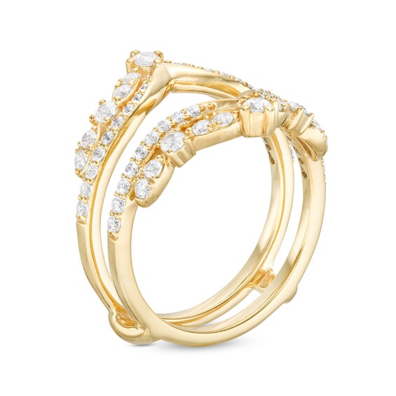 3/4 CT. T.w. Diamond Double Row Chevron Solitaire Enhancer in 14K Gold