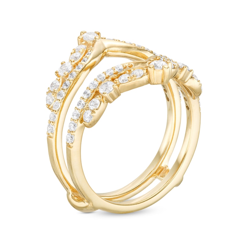 Main Image 2 of 3/4 CT. T.W. Diamond Double Row Chevron Solitaire Enhancer in 14K Gold