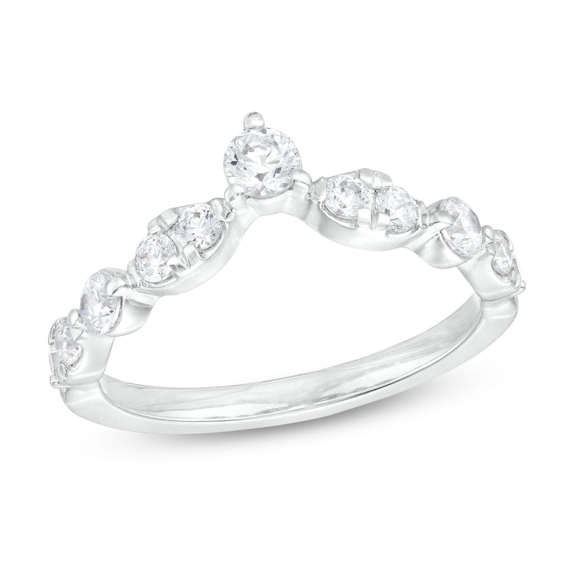 Main Image 1 of 5/8 CT. T.W. Diamond Contour Alternating Anniversary Band in 14K White Gold