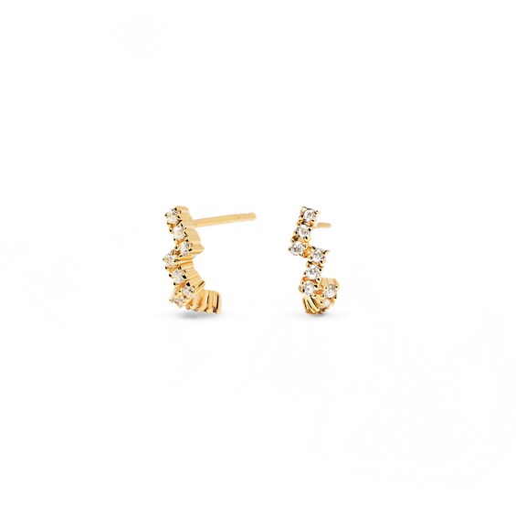 1/5 CT. T.W. Lab-Grown Diamond Zig-Zag Stud Earrings in 14K Gold