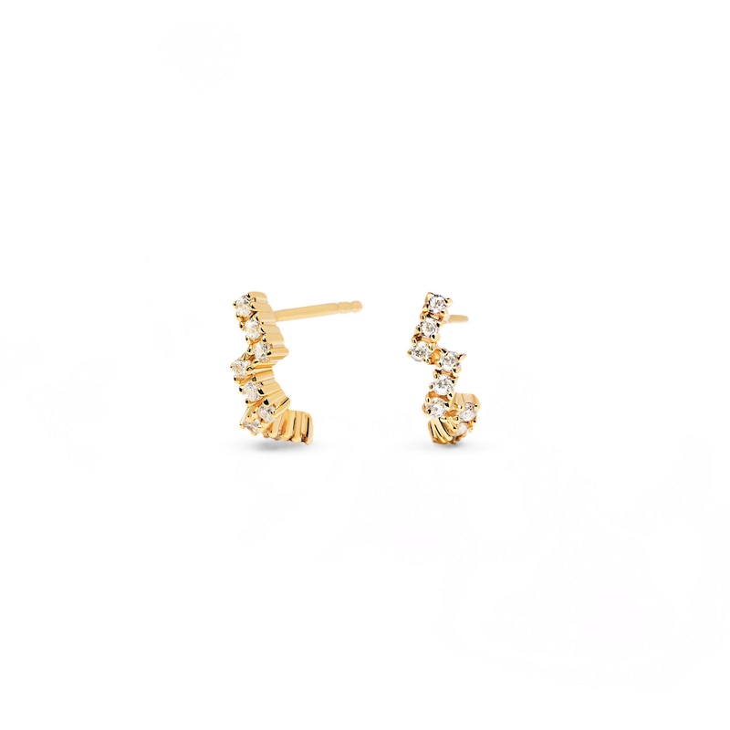 Main Image 4 of 1/5 CT. T.W. Lab-Grown Diamond Zig-Zag Stud Earrings in 14K Gold