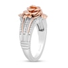 Thumbnail Image 2 of Enchanted Disney Belle 1/5 CT. T.W. Diamond Split Shank Rose Ring in Sterling Silver and 10K Rose Gold