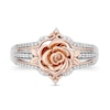 Thumbnail Image 4 of Enchanted Disney Belle 1/5 CT. T.W. Diamond Split Shank Rose Ring in Sterling Silver and 10K Rose Gold