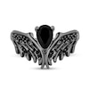 Thumbnail Image 3 of Enchanted Disney Villains Maleficent Pear-Shaped Onyx and 1/5 CT. T.W. Black Diamond Wings Ring in Sterling Silver