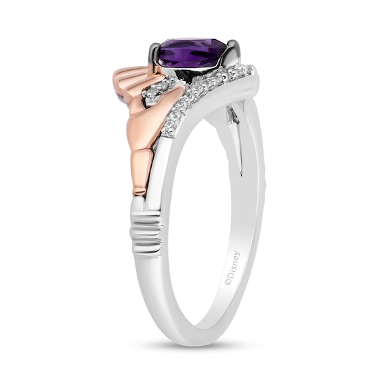 Enchanted Disney Ariel Amethyst and 1/15 CT. T.w. Diamond Seashell Ring in Sterling Silver and 10K Rose Gold