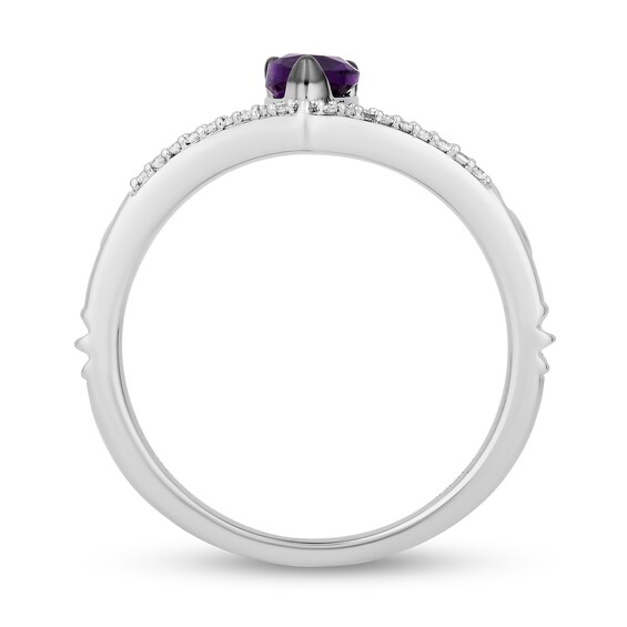 Enchanted Disney Ariel Amethyst and 1/15 CT. T.w. Diamond Seashell Ring in Sterling Silver and 10K Rose Gold