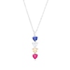 Thumbnail Image 1 of Mother's 5.0mm Heart-Shaped Simulated Gemstone Stacked Linear Drop Pendant in Sterling Silver (4 Stones)