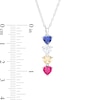 Thumbnail Image 3 of Mother's 5.0mm Heart-Shaped Simulated Gemstone Stacked Linear Drop Pendant in Sterling Silver (4 Stones)