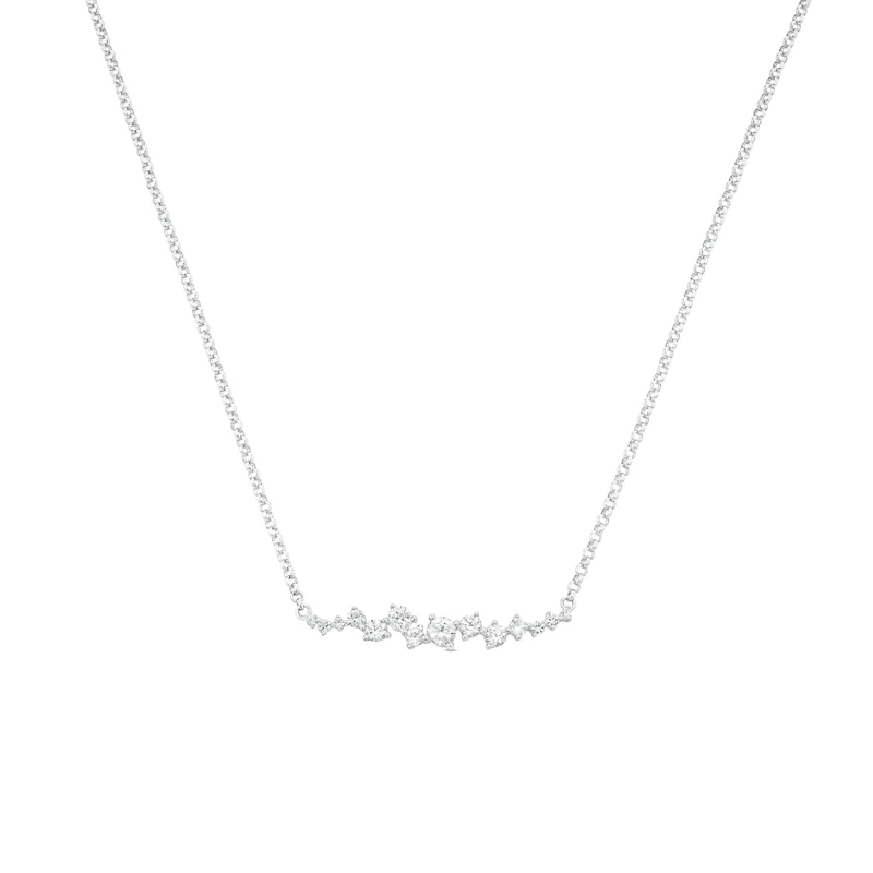Main Image 1 of White Lab-Created Sapphire Scatter Necklace in Sterling Silver - 21.5&quot;