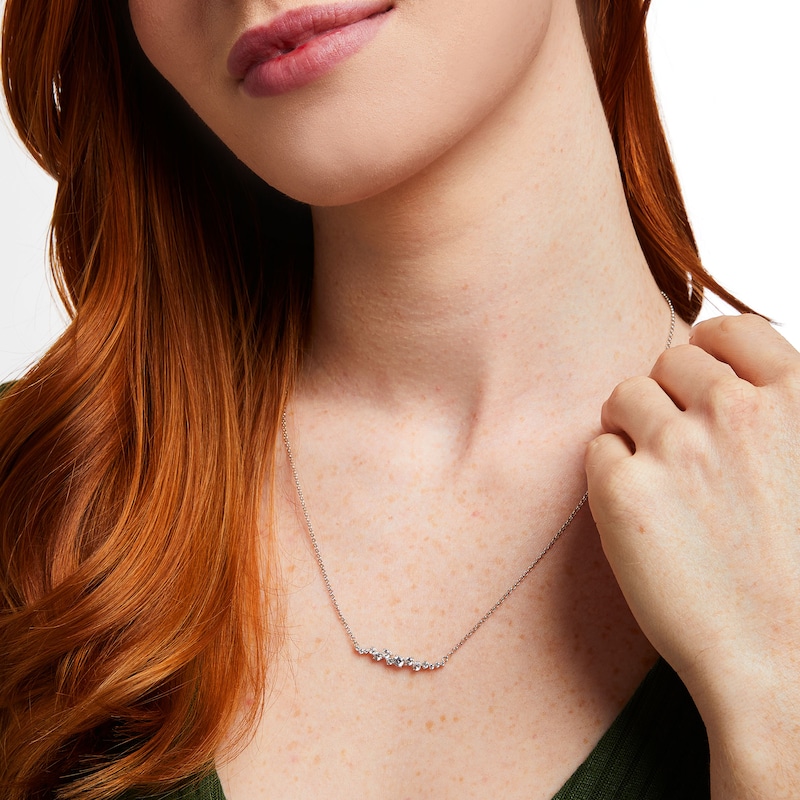 Main Image 2 of White Lab-Created Sapphire Scatter Necklace in Sterling Silver - 21.5&quot;