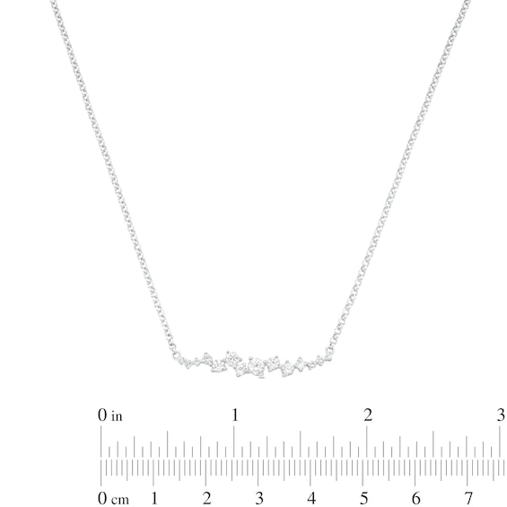 White Lab-Created Sapphire Scatter Necklace in Sterling Silver - 21.5"